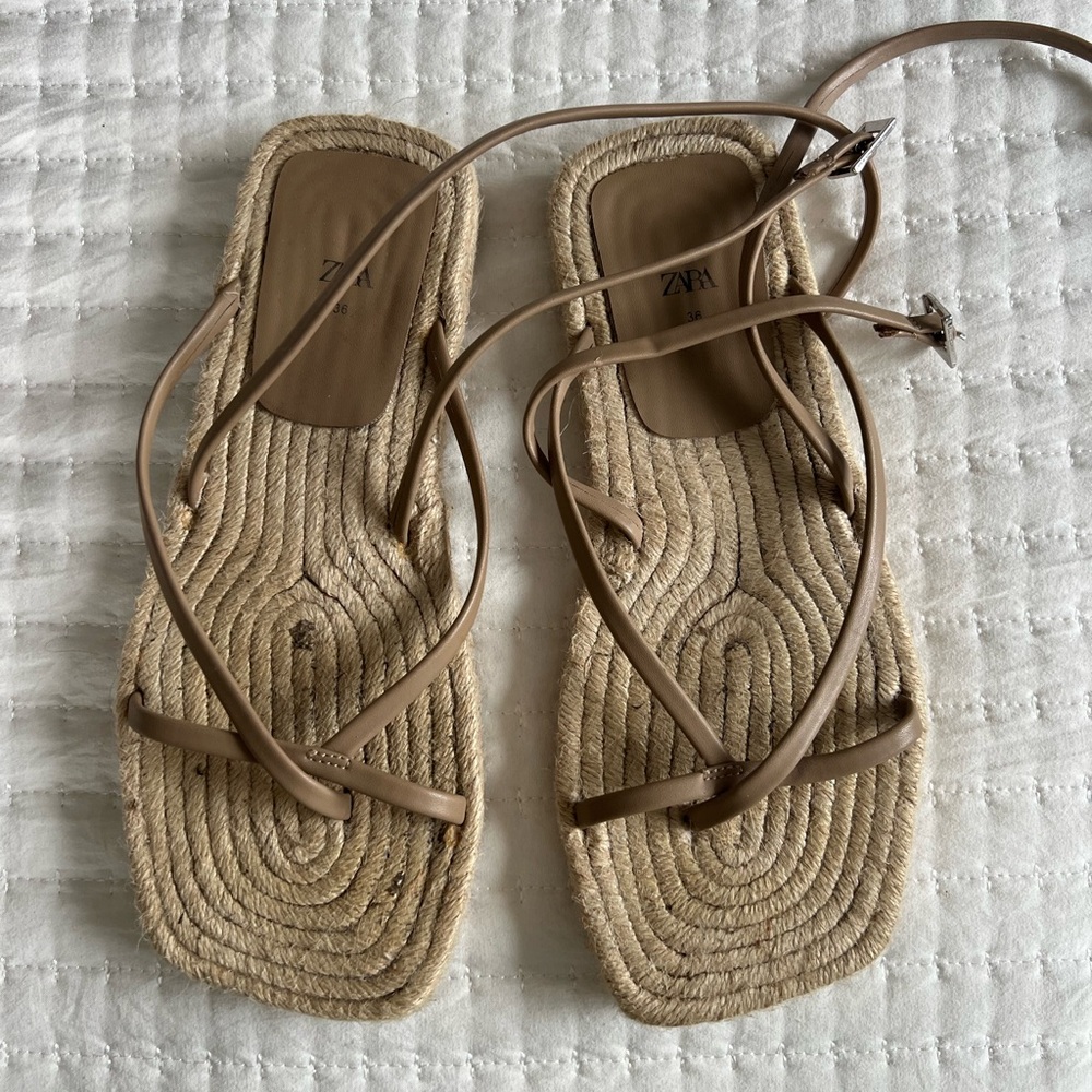 Zara Beige Strappy Sandals